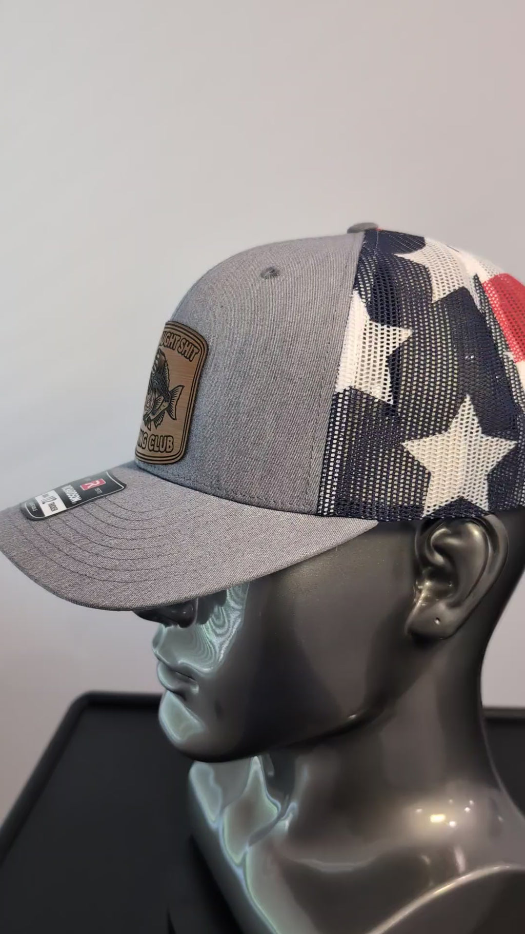 Funny Fishing Richardson 112 Hat  “Ain’t Caught Shit Fishing Club” Leather Patch American Flag Mesh Trucker Cap Fisherman Gift