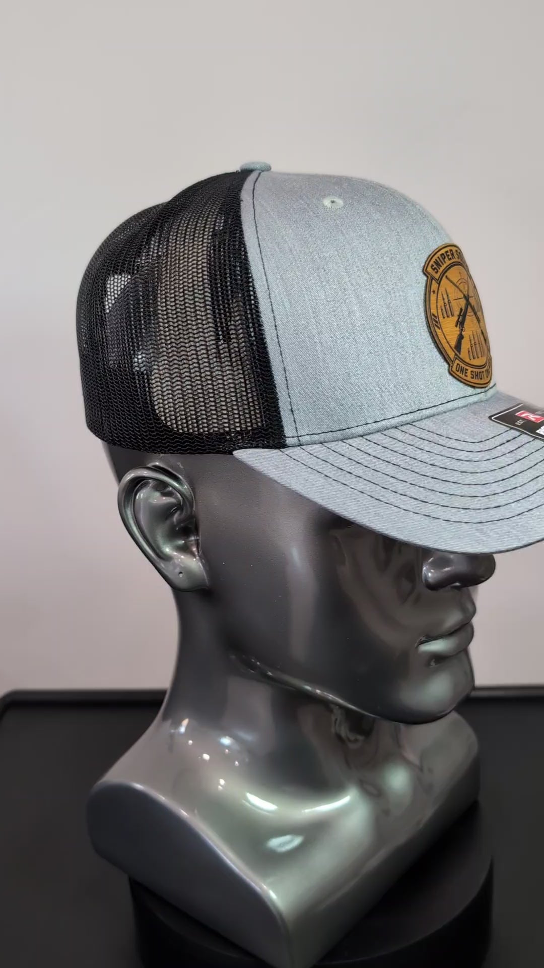 Sniper Squad One Shot One Kill Leather Patch Richardson 112 Trucker Hat | Tactical Military Hat