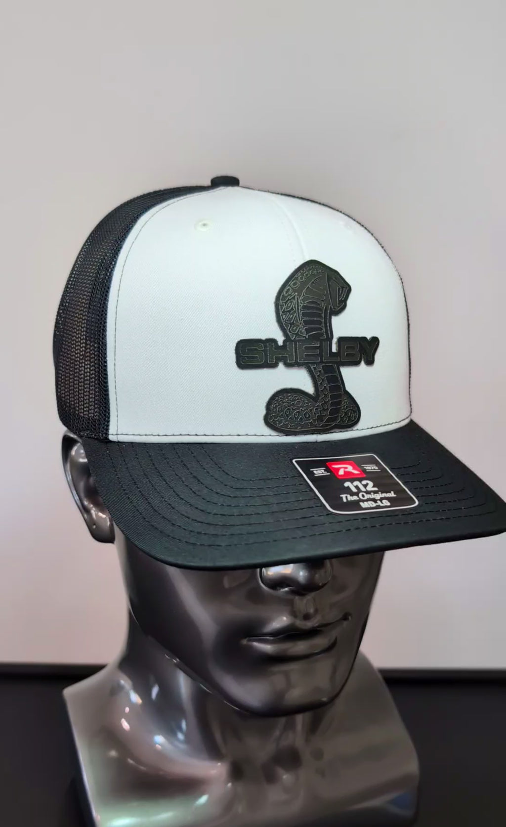Shelby GT500, Shelby, Raptor R, Red & Black Leather Patch Richardson 112 Trucker Hat
