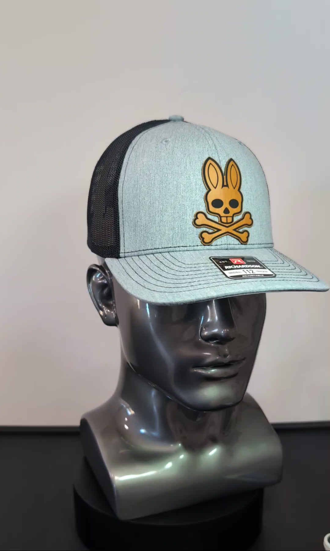Psycho Bunny Inspired Skull & Crossbones Leather Patch Hat – Richardson 112