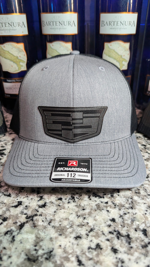 Cadillac Formula 1 Inspired Laser Engraved Richardson 112 Hat | Black, Silver Carbon Fiber & Gold Carbon Fiber Leather Patch