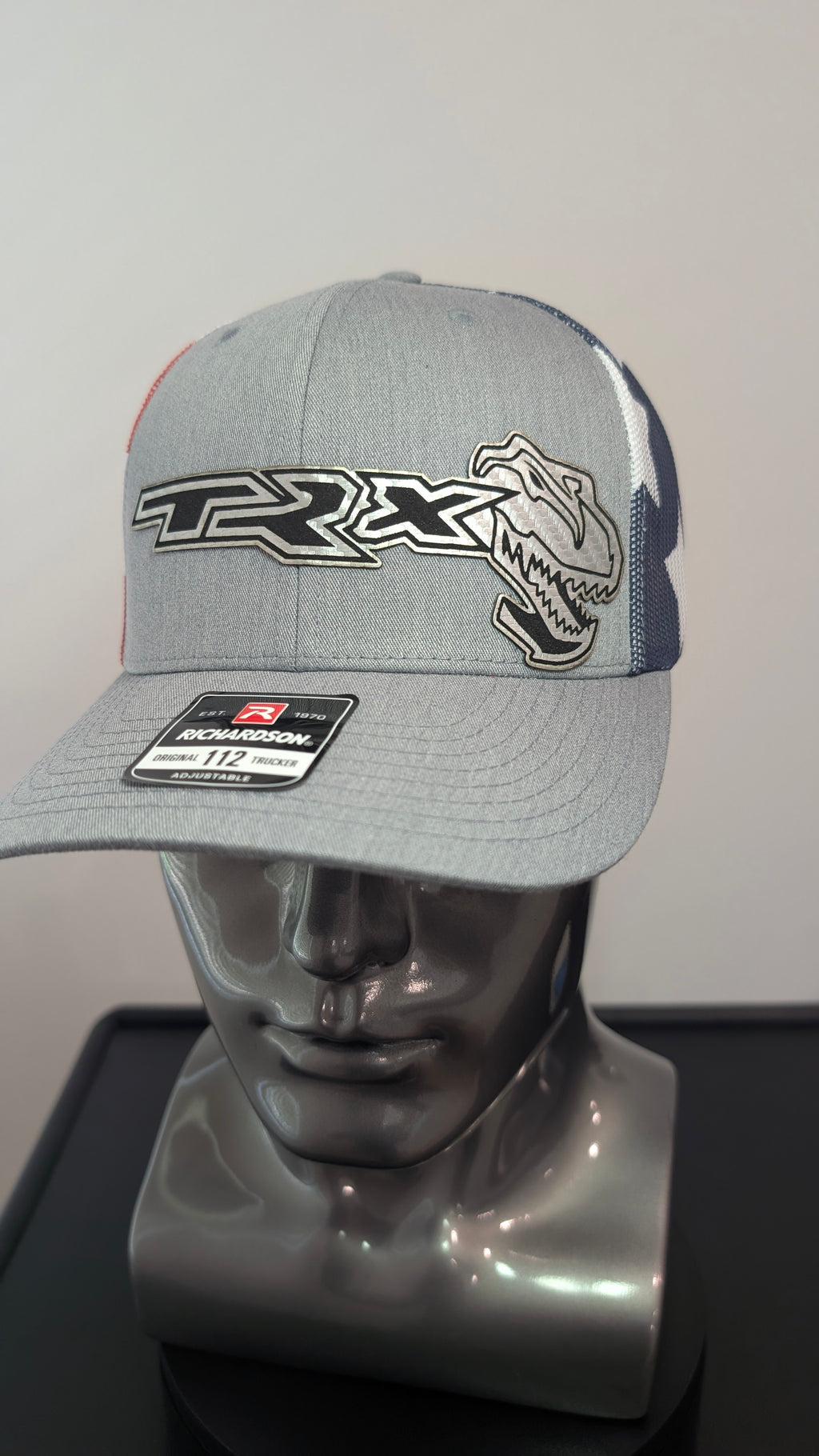 Silver Carbon Fiber Leather TRX Inspired Richardson 112 Hat – New Updated Design 🇺🇲