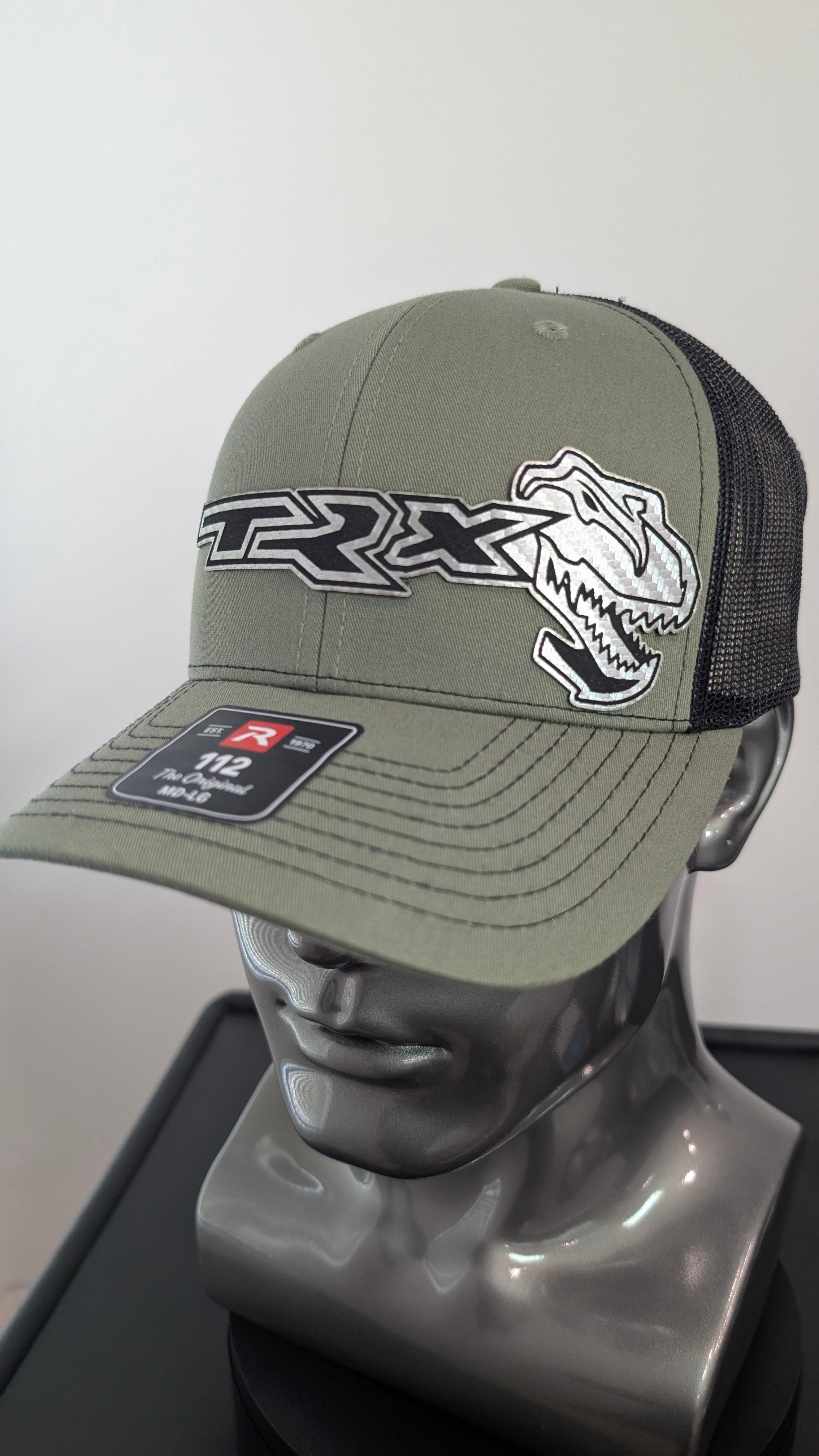 Silver Carbon Fiber Leather TRX Inspired Richardson 112 Hat – New Updated Design 🇺🇲