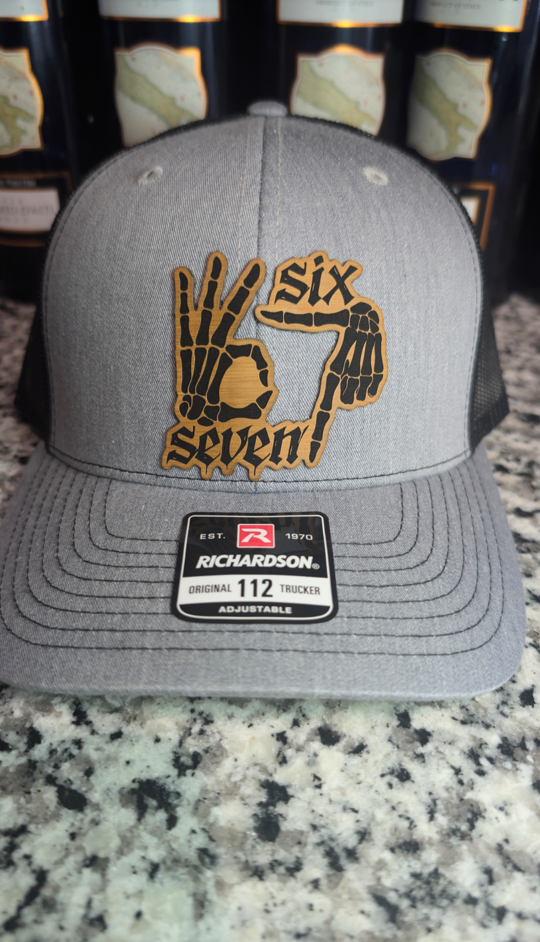 Unique Six Seven Hat Funny Trending Richardson 112 Laser Engraved Leather Patch Trucker Cap Viral Meme Hat