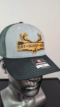 Hunting Richardson 112 Hat  “Eat Sleep Hunt” Leather Patch Trucker Cap  Deer Hunter Hat Outdoorsman Gift