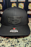 Cadillac Formula 1 Inspired Laser Engraved Richardson 112 Hat | Black, Silver Carbon Fiber & Gold Carbon Fiber Leather Patch