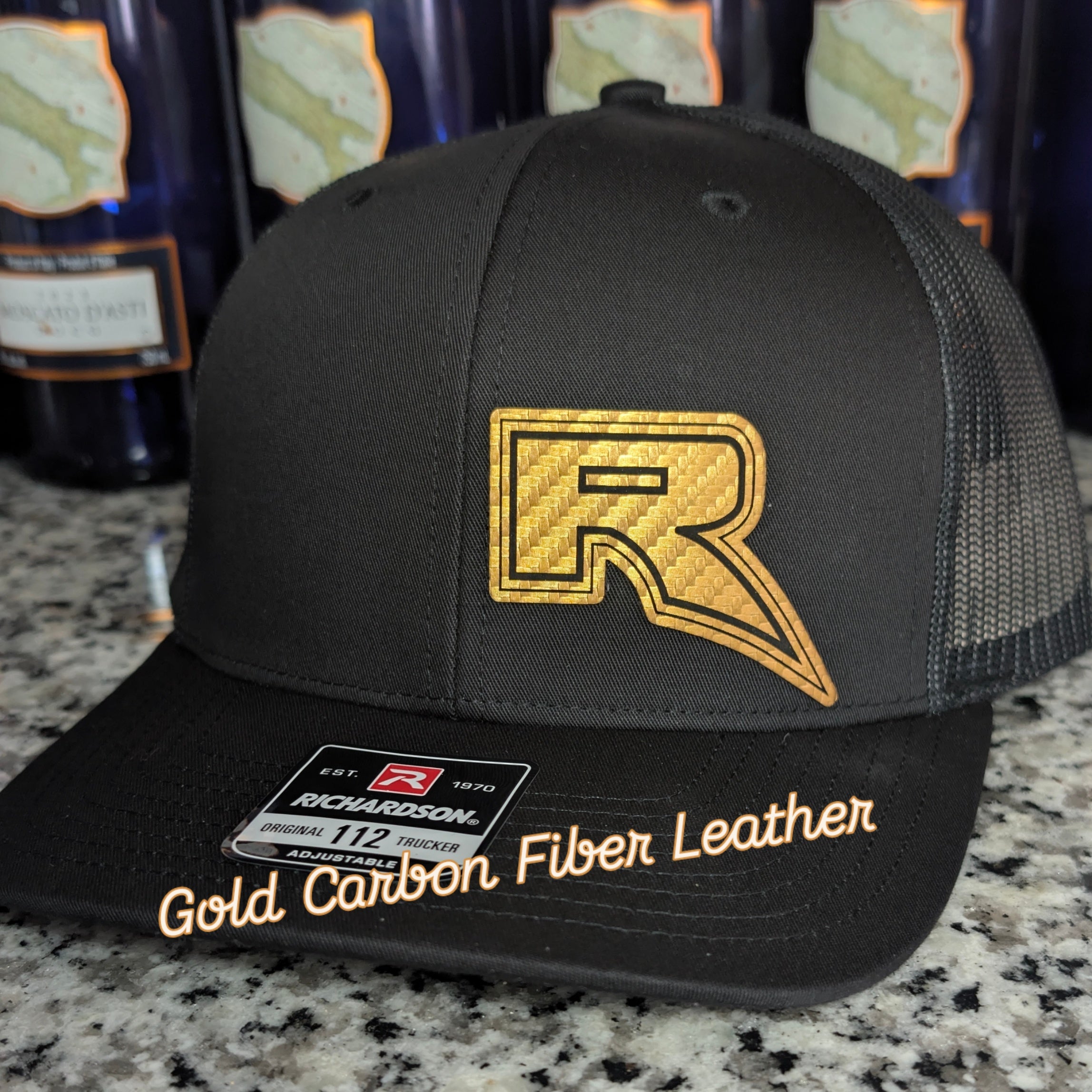 Raptor R Inspired Red Leather Patch Hat – Laser Engraved Richardson 112 Trucker Hat