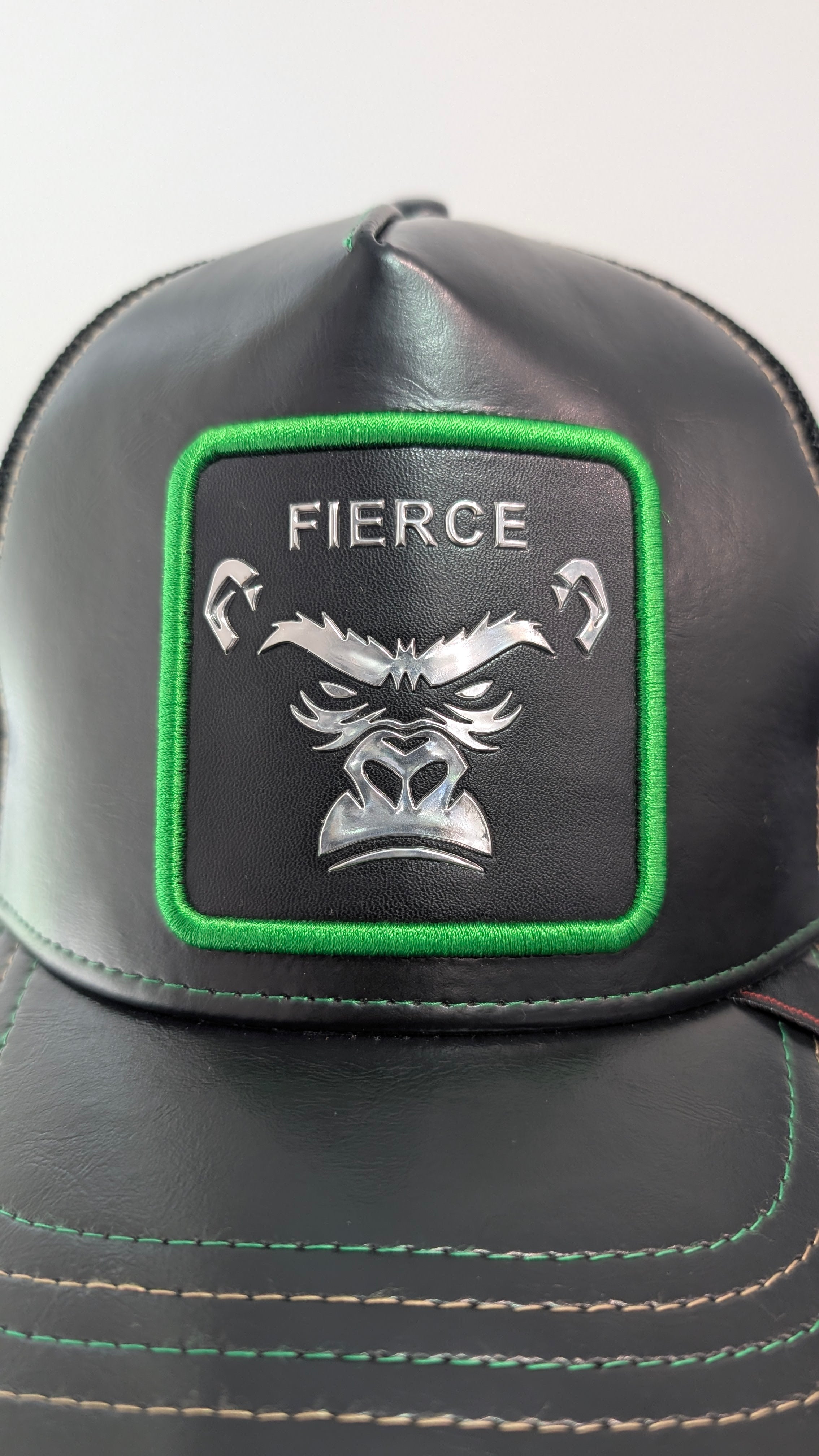 FIERCE Metallic Gorilla Embroidered Leatherette Trucker Hat