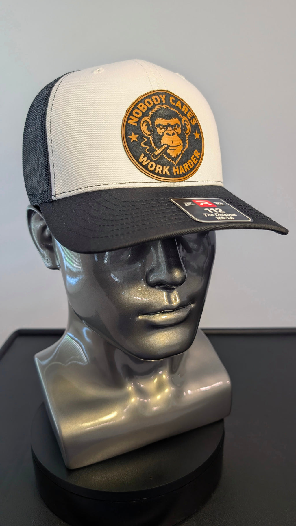 Nobody Cares Work Harder Funny Monkey Richardson 112 Trucker Hat