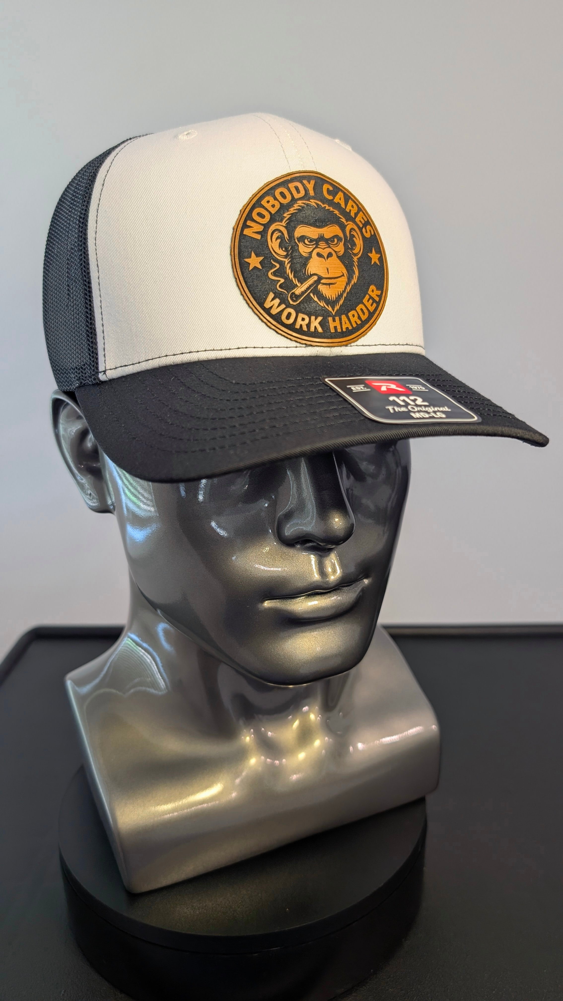 Nobody Cares Work Harder Funny Monkey Richardson 112 Trucker Hat