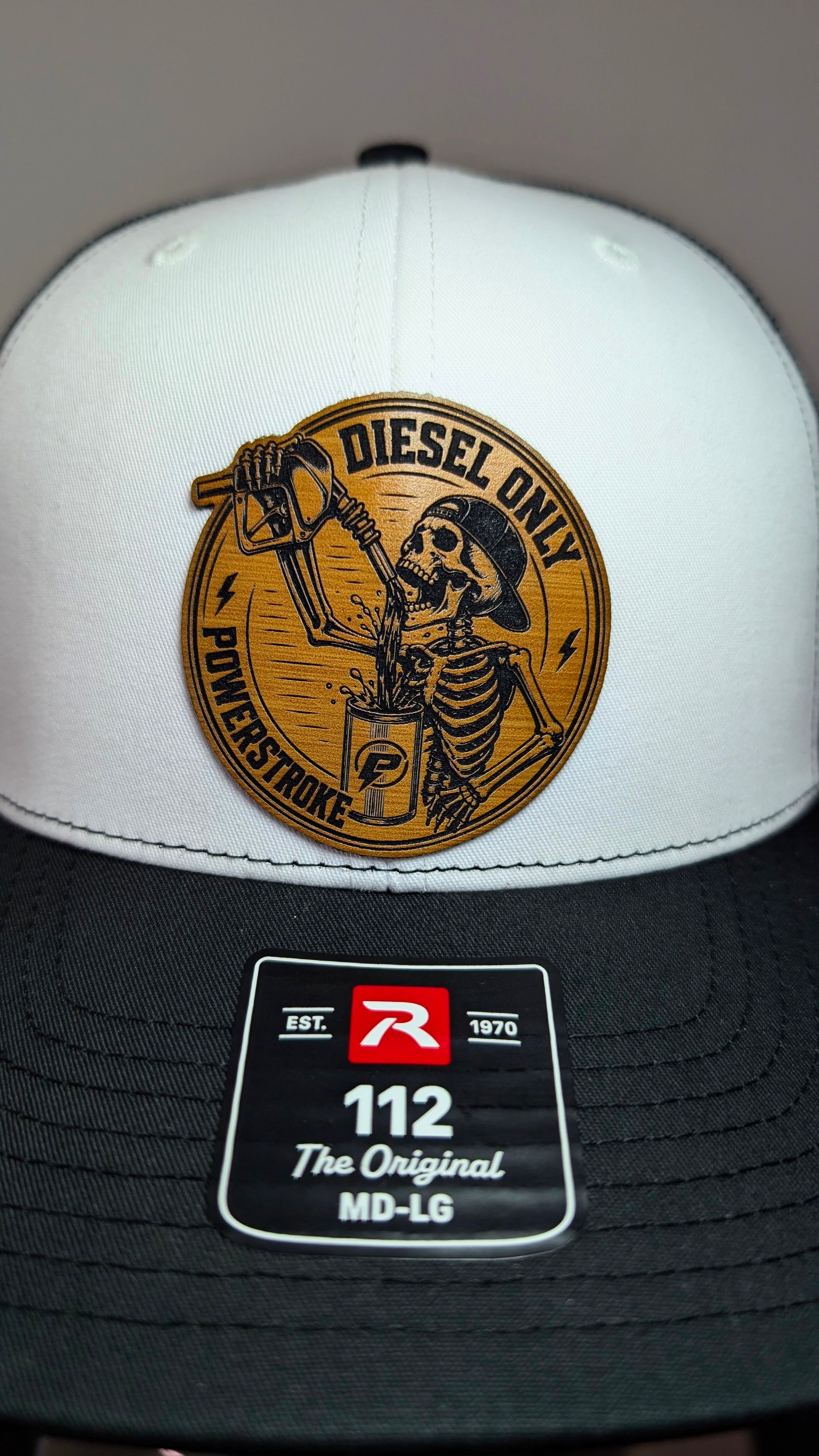 Diesel Only Powerstroke Leather Patch Richardson 112 Trucker Hat | Diesel Truck Hat