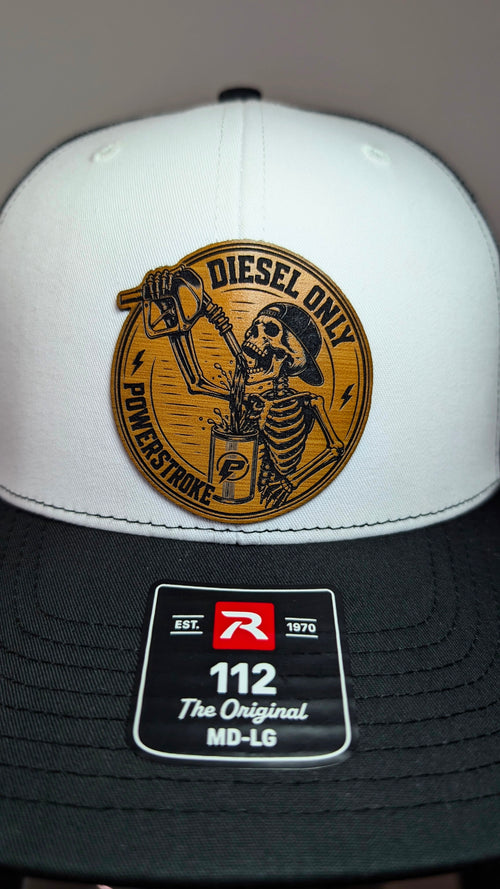 Diesel Only Powerstroke Leather Patch Richardson 112 Trucker Hat | Diesel Truck Hat