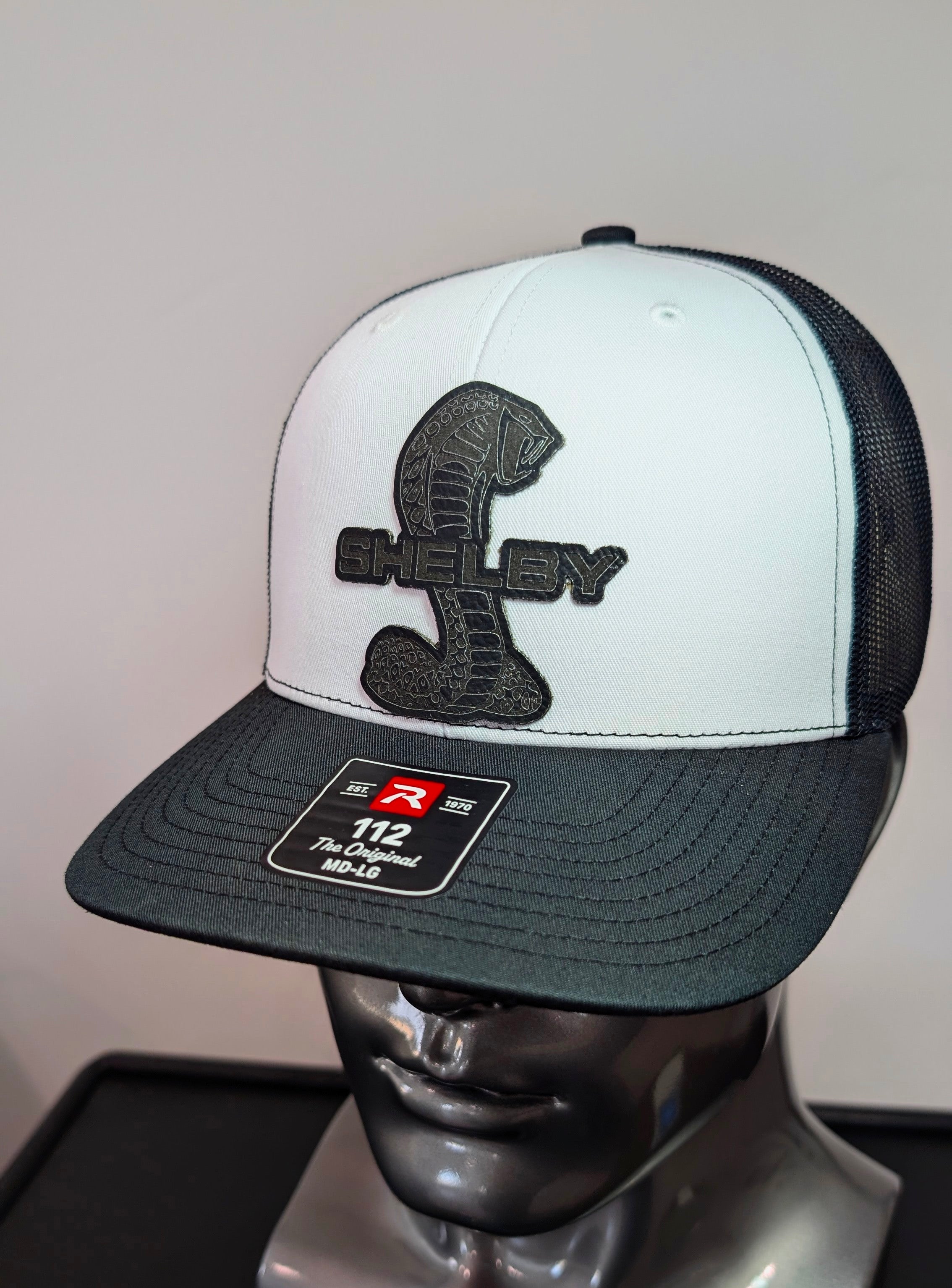 Shelby GT500, Shelby, Raptor R, Red & Black Leather Patch Richardson 112 Trucker Hat