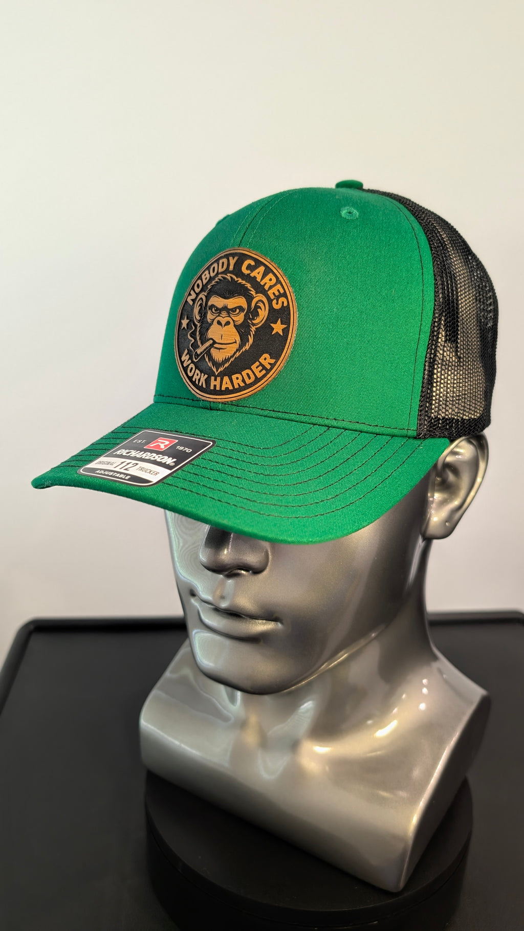 Nobody Cares Work Harder Funny Monkey Richardson 112 Trucker Hat