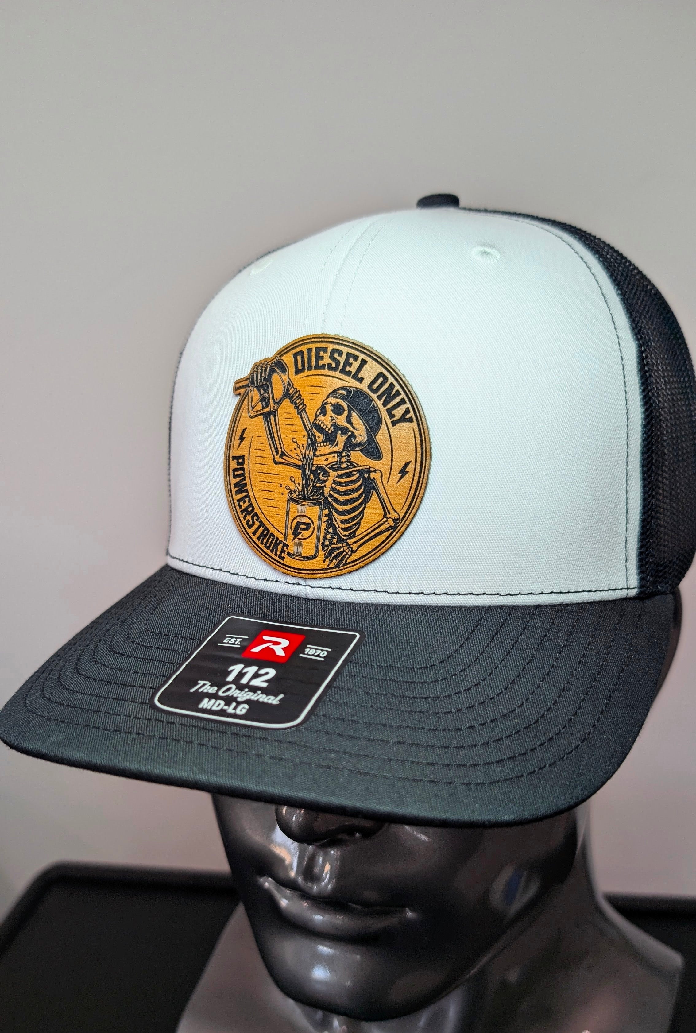 Diesel Only Powerstroke Leather Patch Richardson 112 Trucker Hat | Diesel Truck Hat