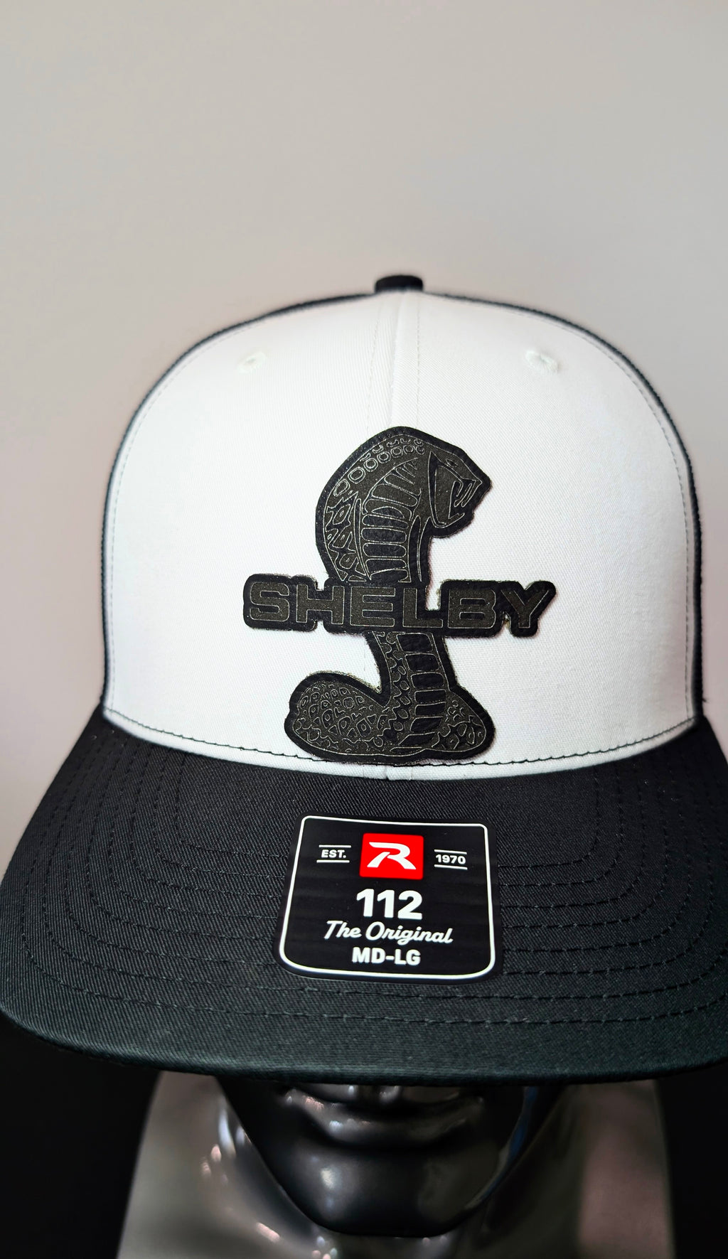 Shelby GT500, Shelby, Raptor R, Red & Black Leather Patch Richardson 112 Trucker Hat
